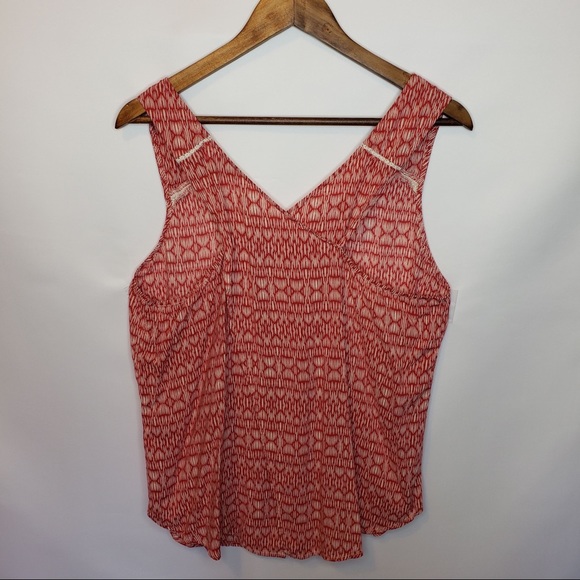 Lucky Brand Criss Cross Tank Top Red Blouse Boho - Picture 2 of 6